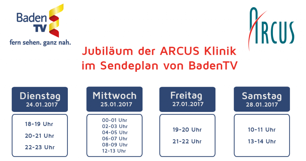 Sendeplan ARCUS Jubiläum Baden TV