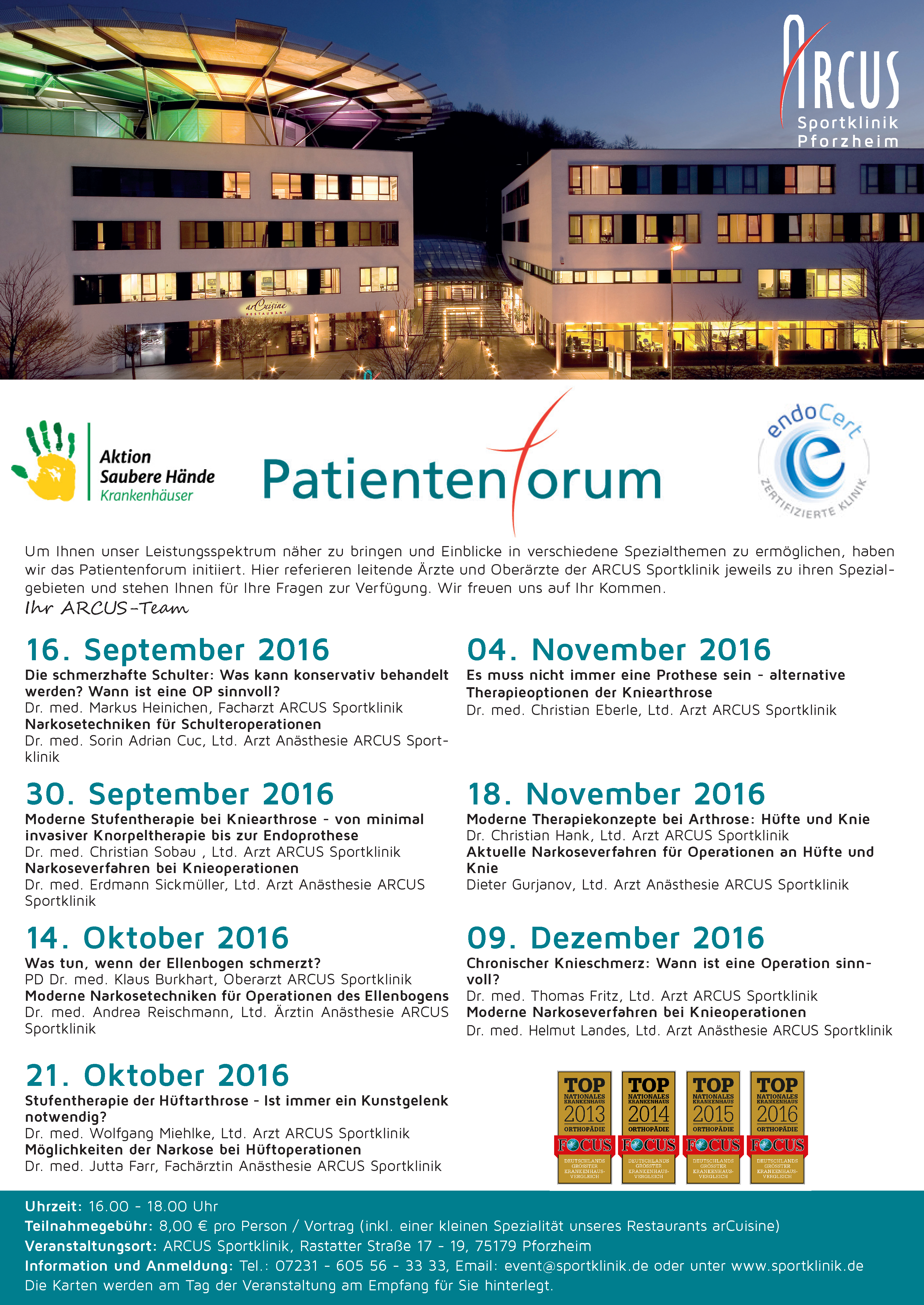 ARCUS Patientenforum 2. Halbjahr 2016